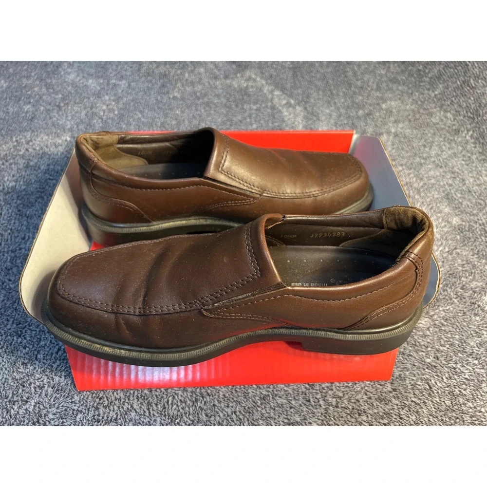 SAS Mens Brown Leather Slip On Loafers Square Toe Dress Shoes 10.5M Made in USA
